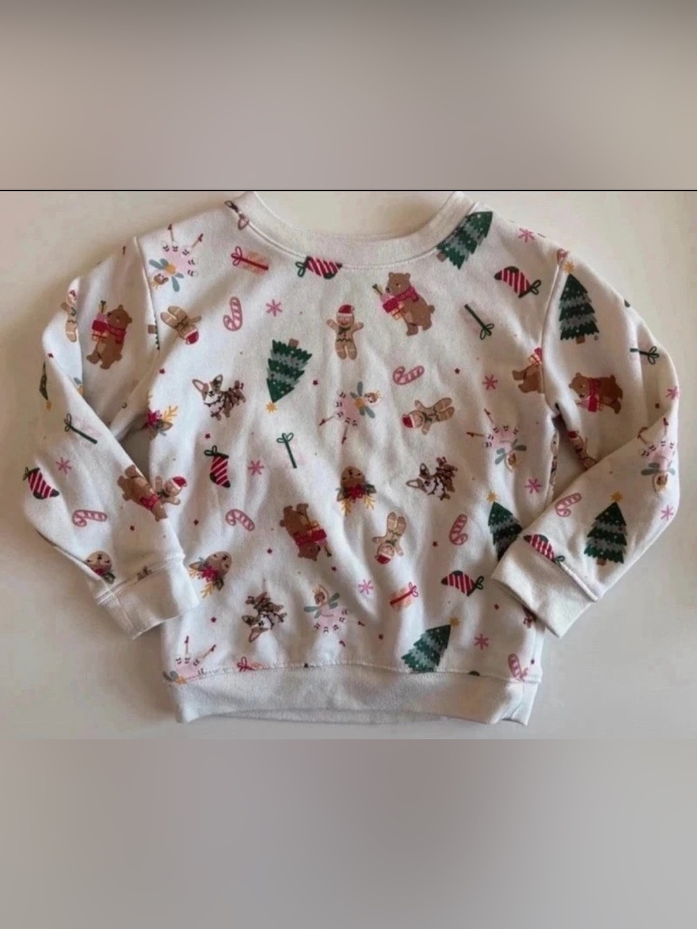 Holiday Time White Kids 3T Crewneck Sweatshirt, Christmas Theme
